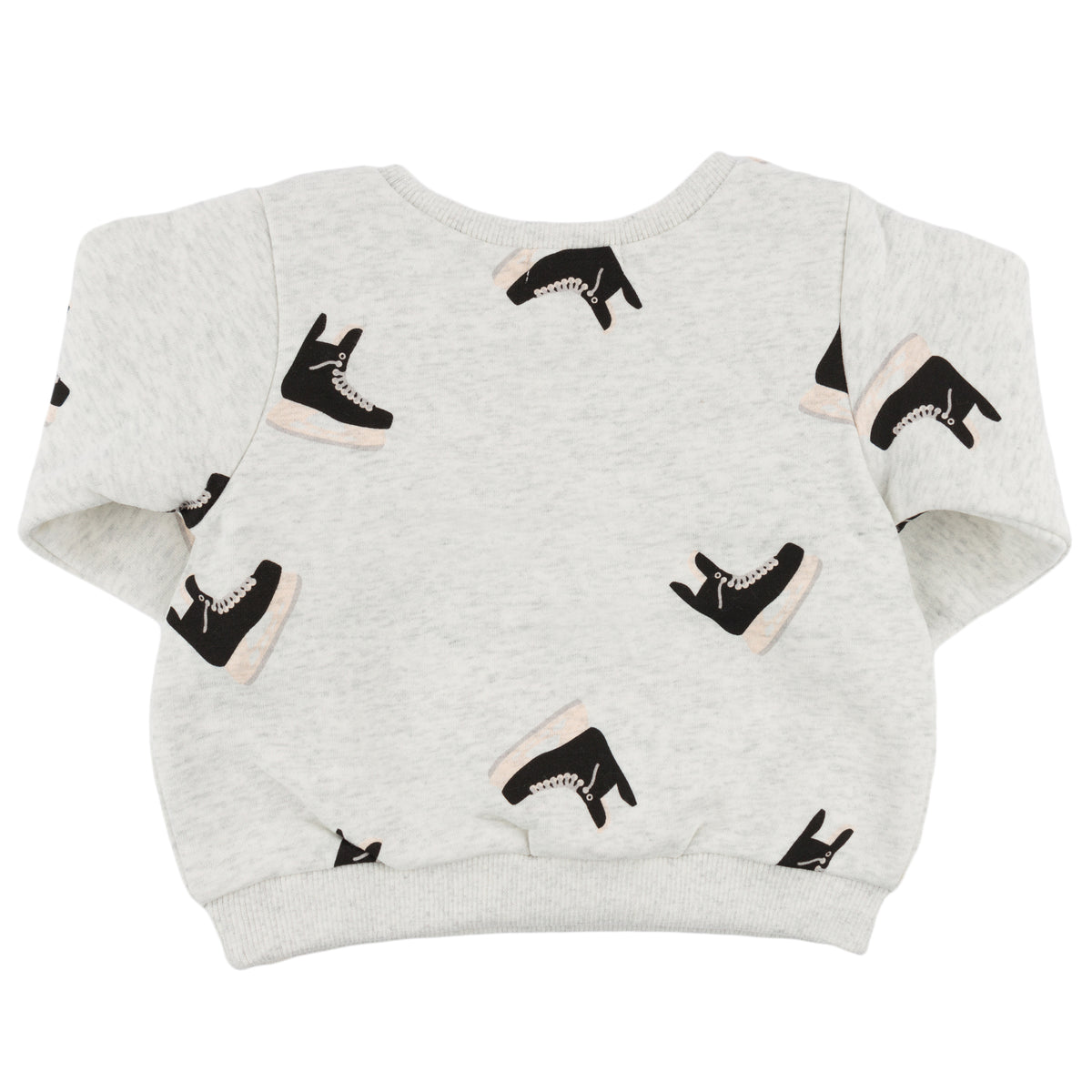 oh baby! Brooklyn Boxy Sweatshirt -Hockey Skate Print - Heather Gray - Back