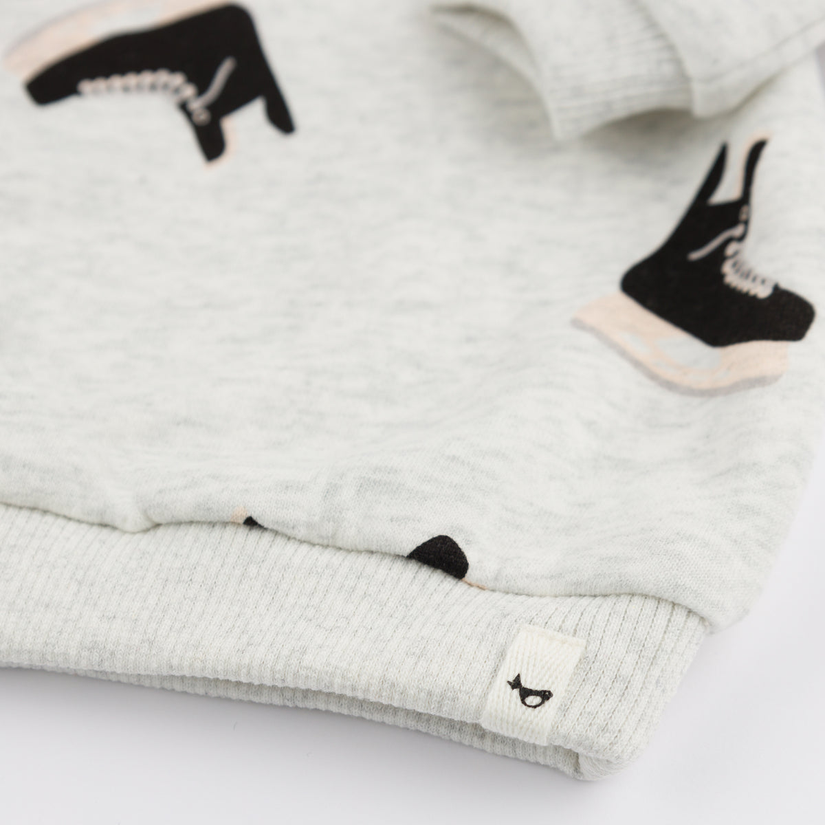 oh baby! Brooklyn Boxy Sweatshirt -Hockey Skate Print - Heather Gray - Bottom