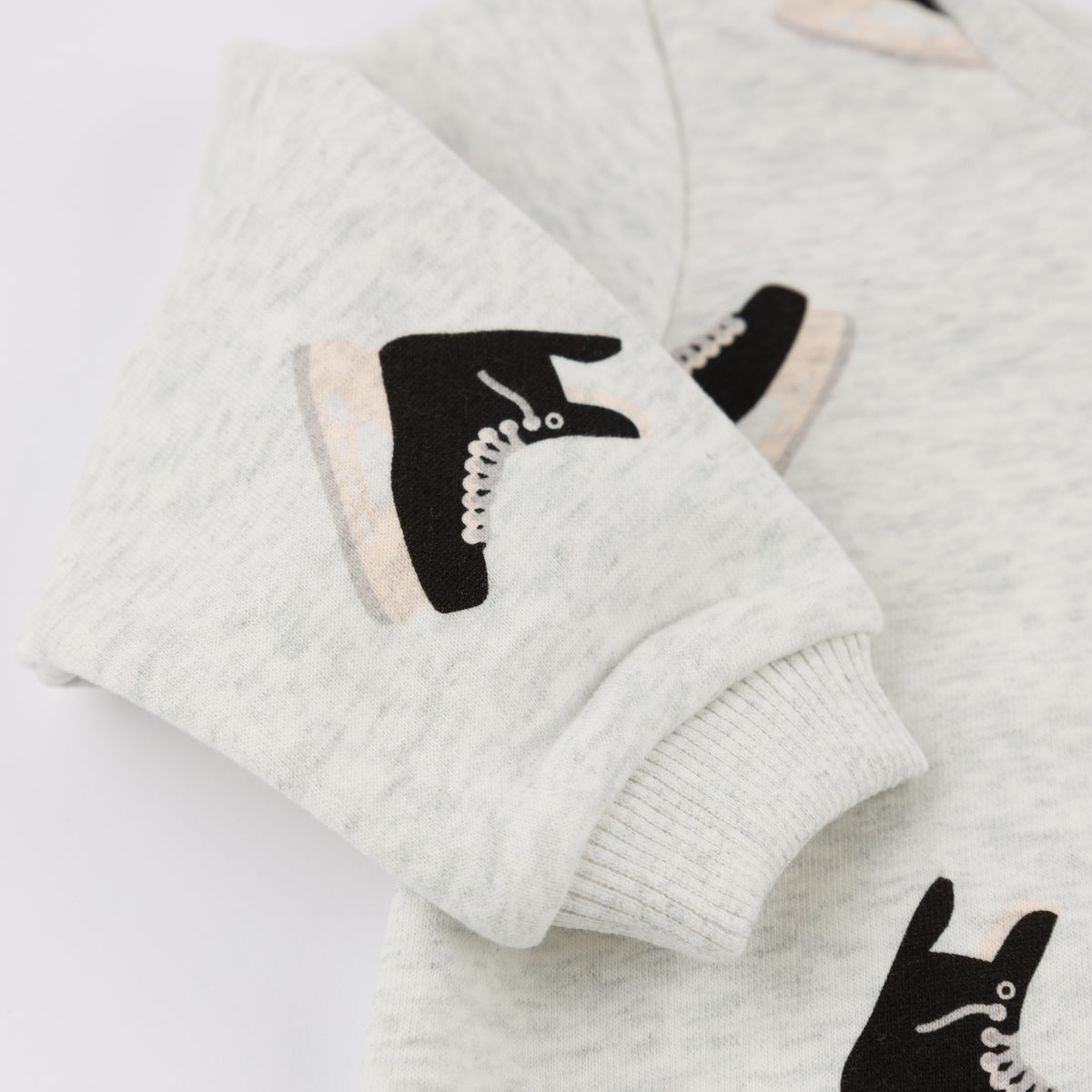 oh baby! Brooklyn Boxy Sweatshirt -Hockey Skate Print - Heather Gray - Sleeve