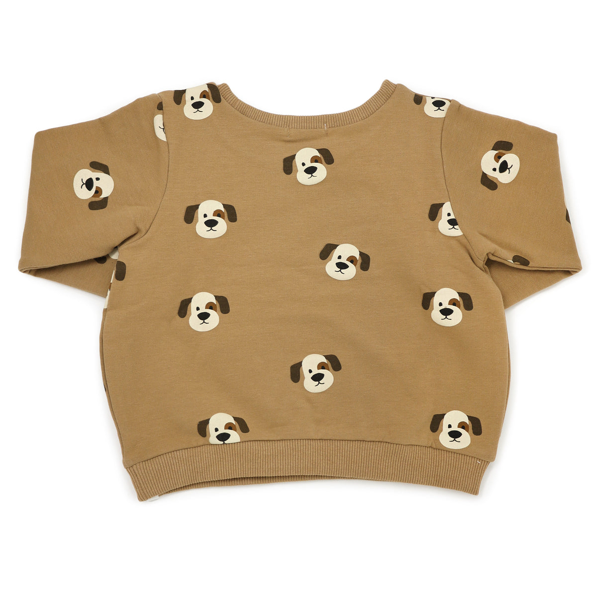 oh baby! Brooklyn Boxy Sweatshirt with Puppy Faces Print - Caramel