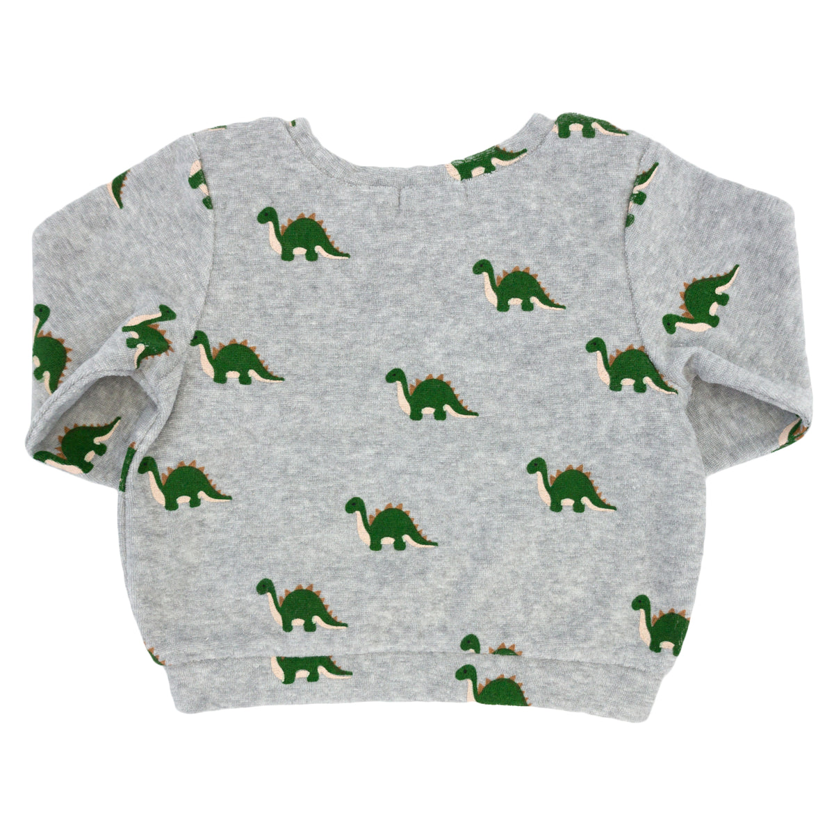 oh baby! Cotton Terry Boxy Sweatshirt - Dinosaur Print - Heather Gray
