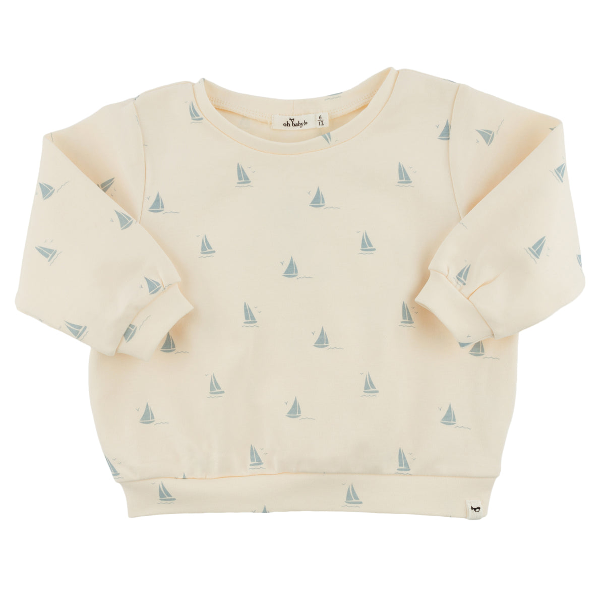 oh baby! Brooklyn Boxy Sweatshirt - Mini Sailboats - Milk