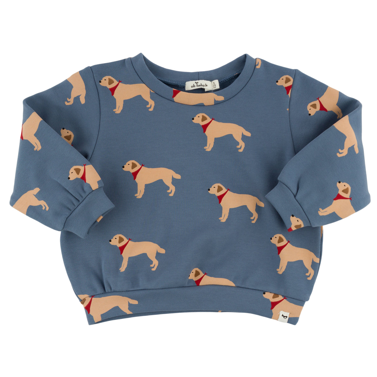 oh baby! Brooklyn Boxy Sweatshirt - Labs Print - Dusty Blue