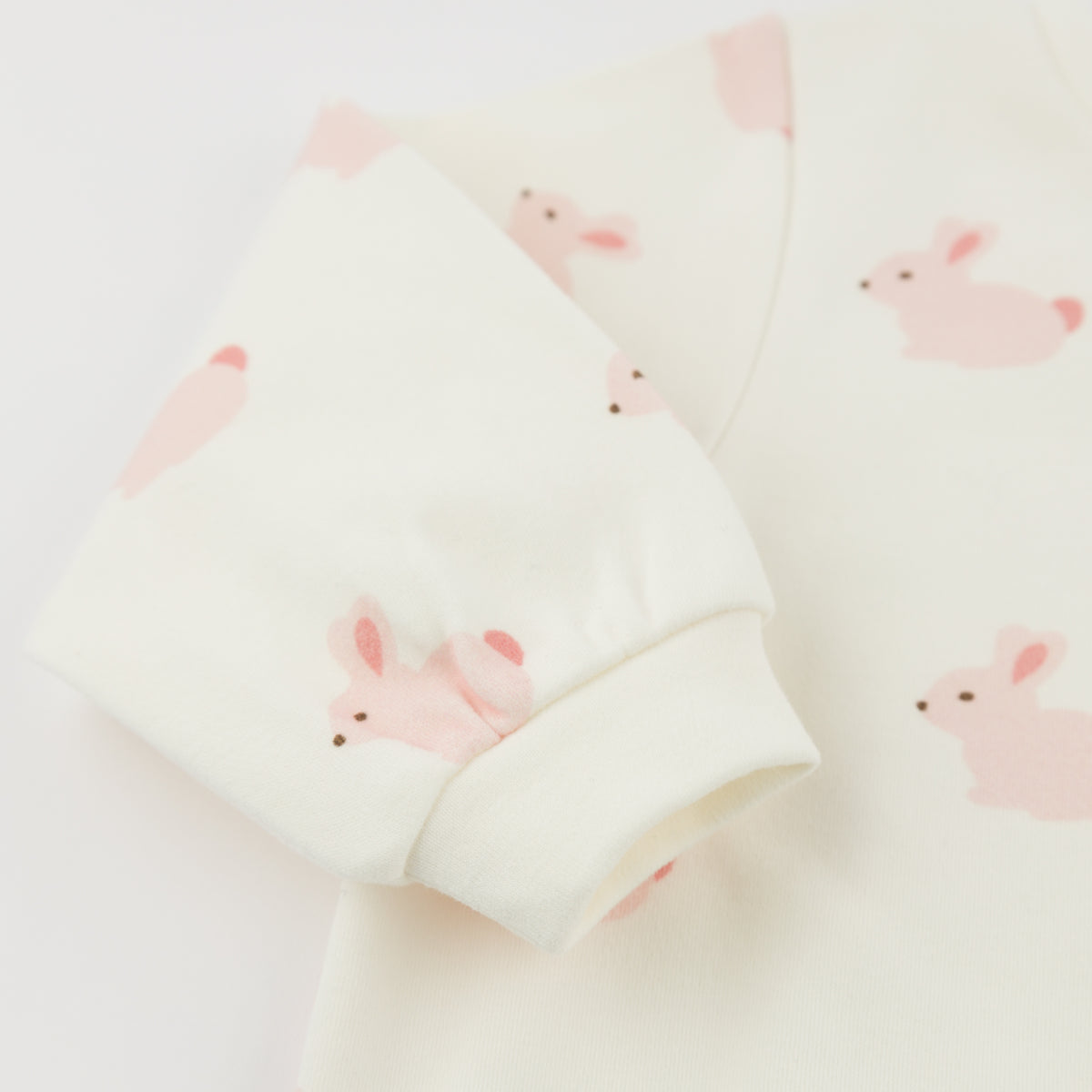 oh baby! Brooklyn Boxy Sweatshirt - Pink Bunnies Print - Oyster - Sleeve