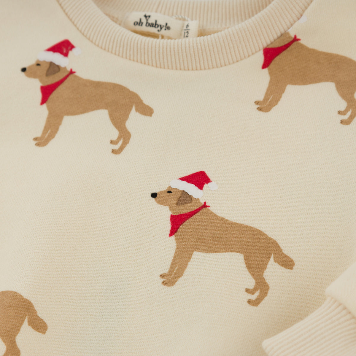 oh baby! Brooklyn Boxy Sweatshirt - Santa Labs - Sugar Cookie - collar - closeup