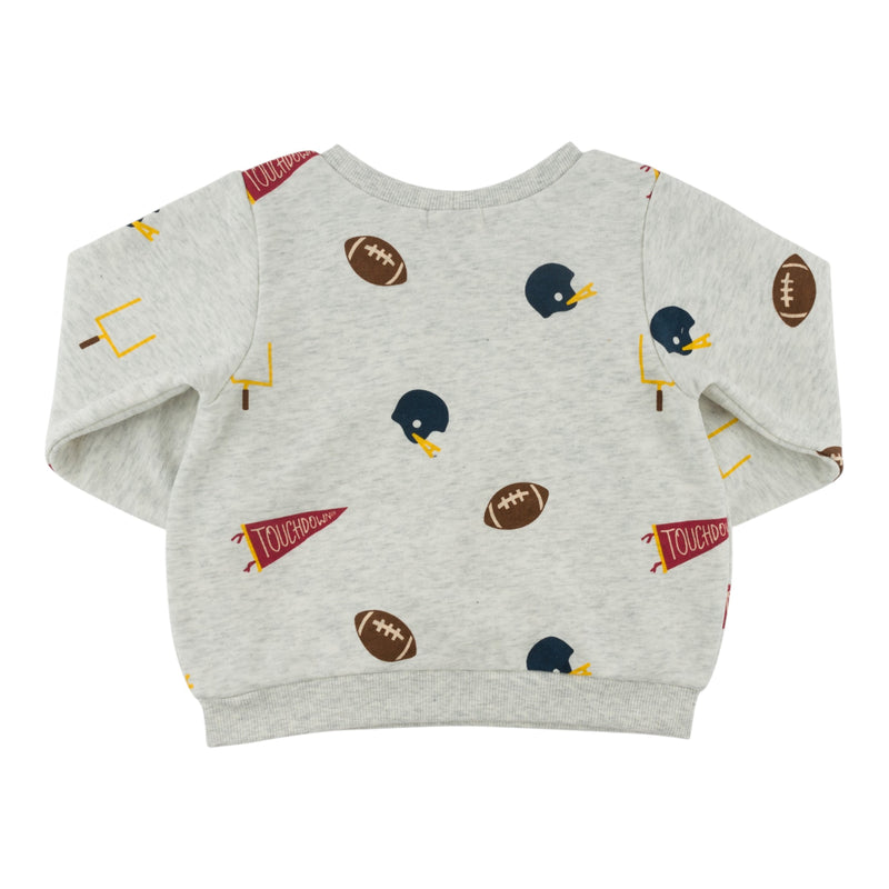 oh baby! Brooklyn Boxy Sweatshirt - Football Print - Heather Gray - Back