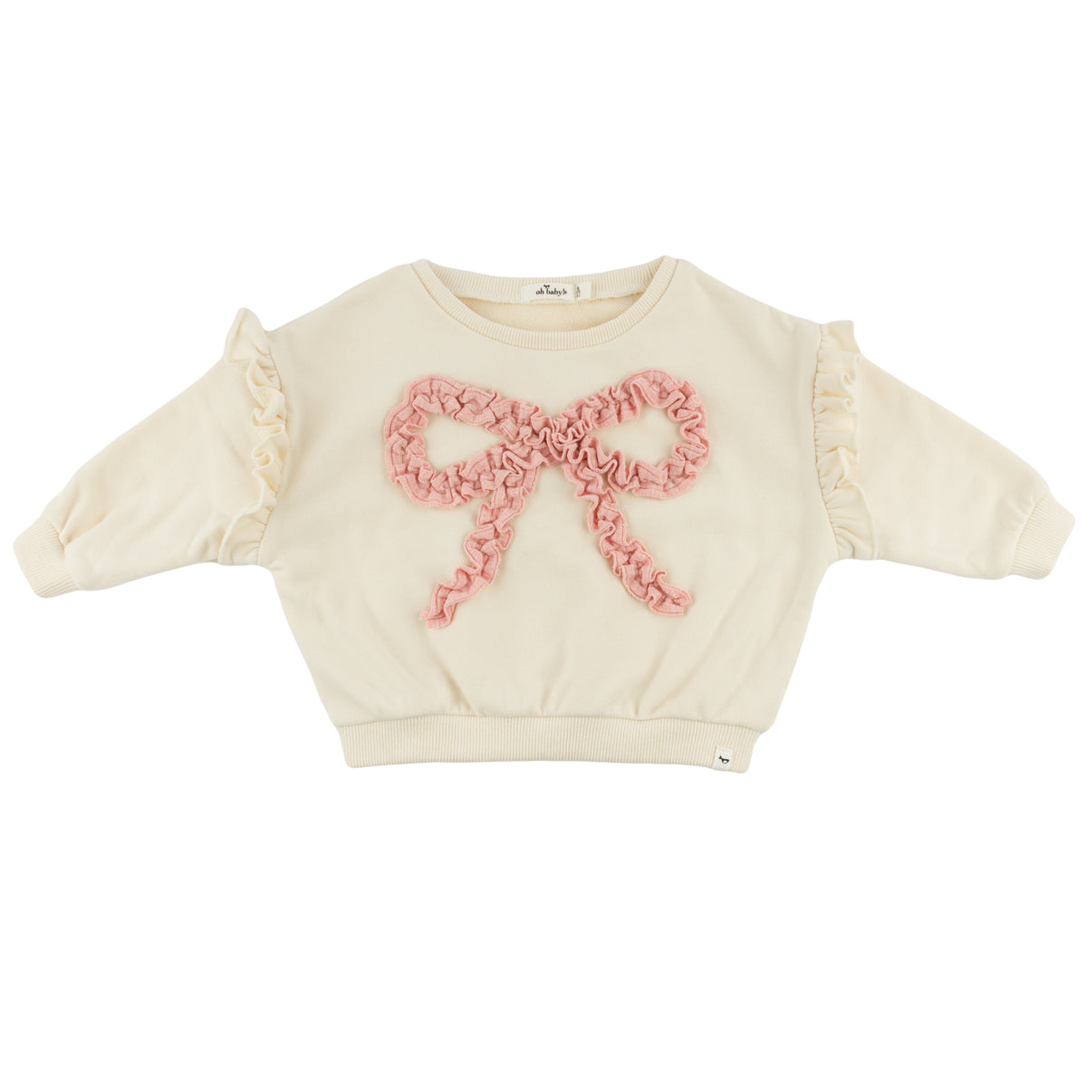 oh baby! Ruffle Slouch Sweatshirt - Ruffle Bow - Natural