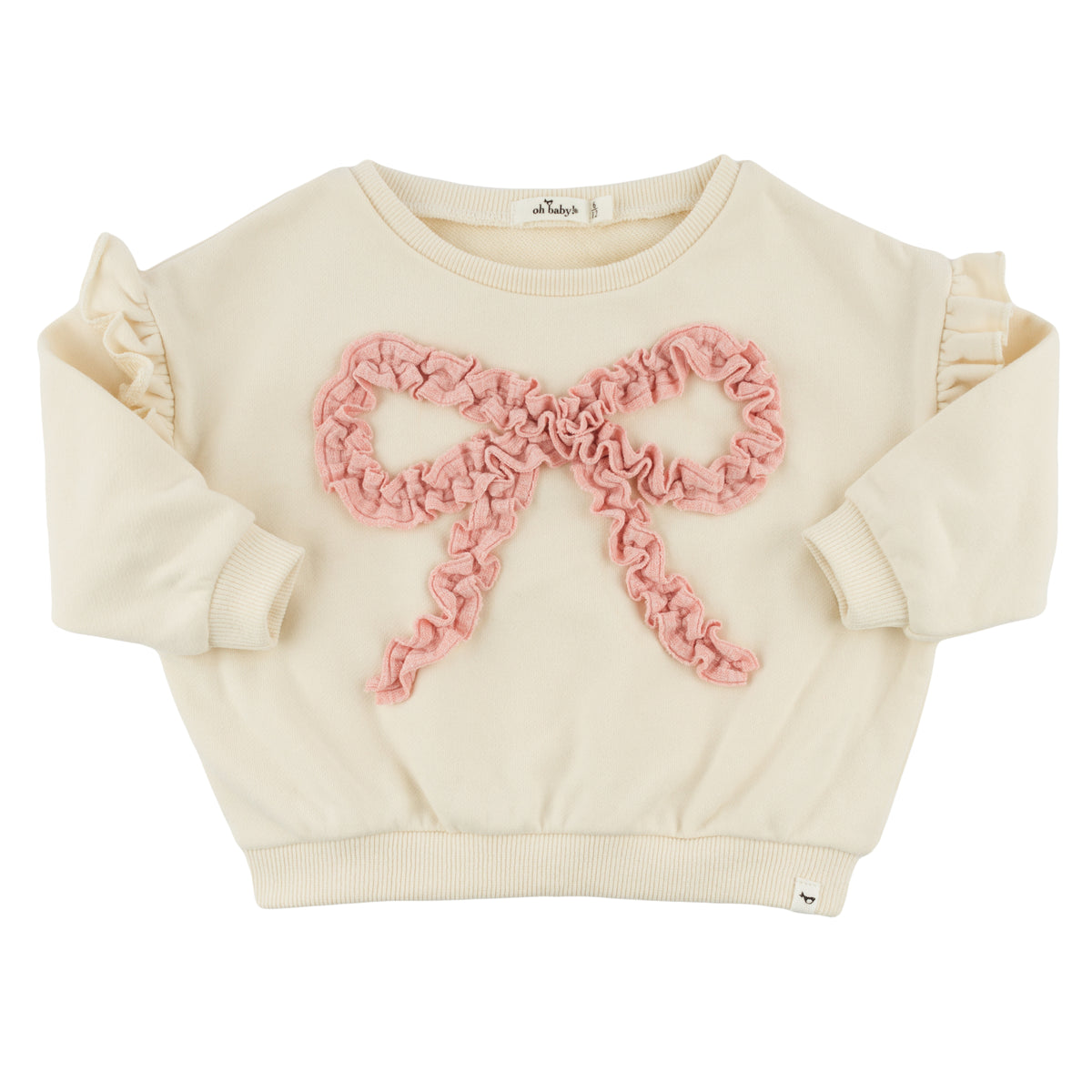 oh baby! Ruffle Slouch Sweatshirt - Ruffle Bow - Natural