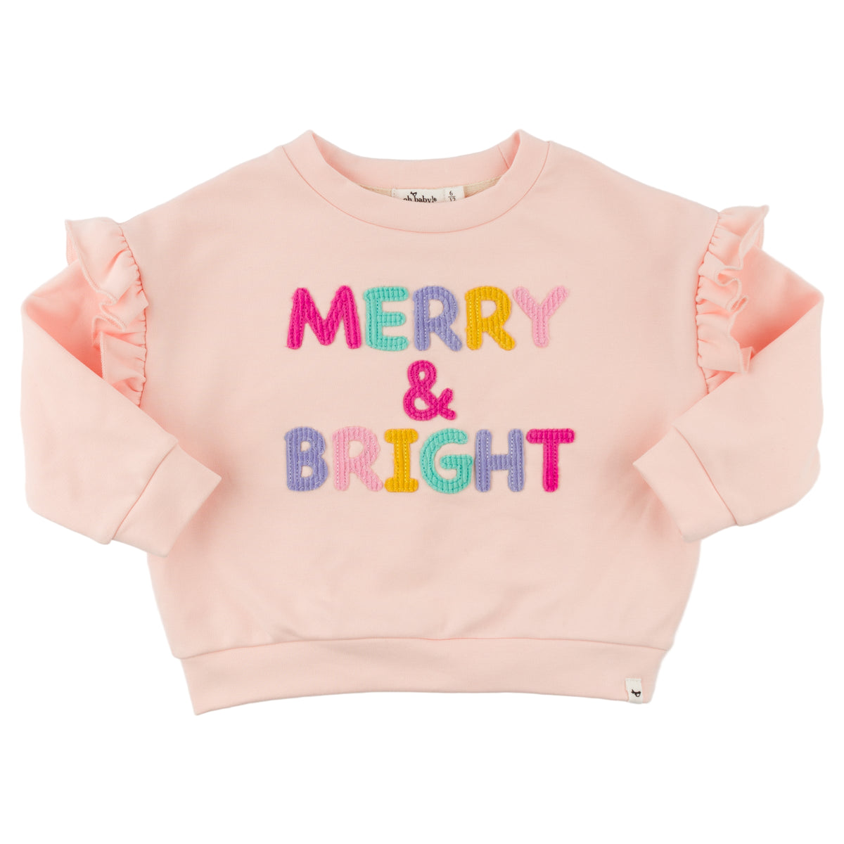 oh baby! Corduroy Ruffle Slouch Sweatshirt - Merry & Bright - Barely Pink