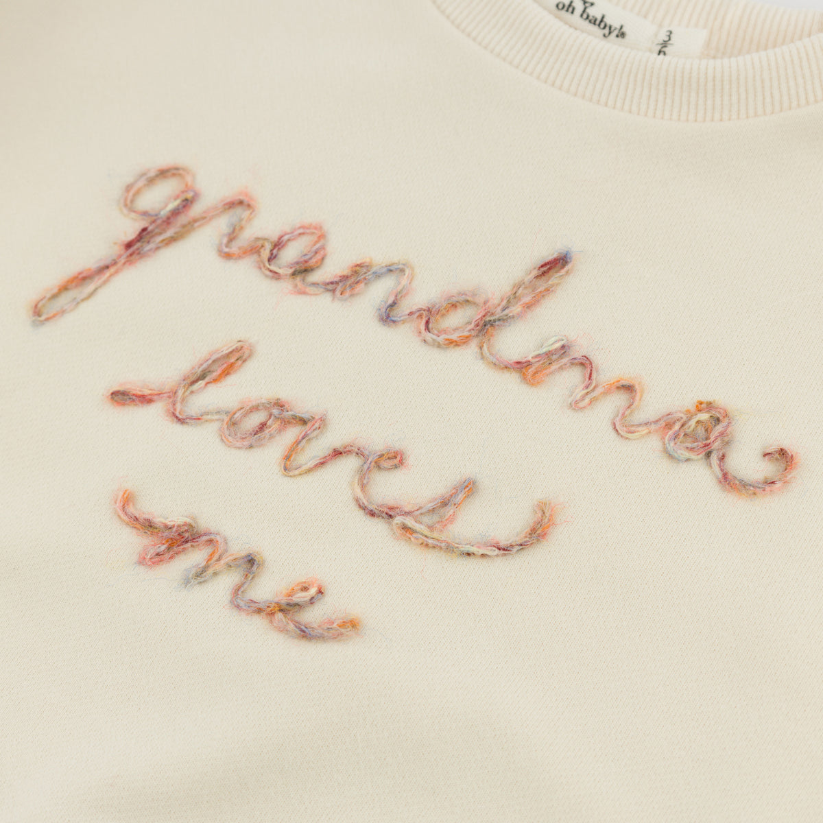 oh baby! Ruffle Slouch Sweatshirt - Grandma Loves Me - Natural - oh baby!