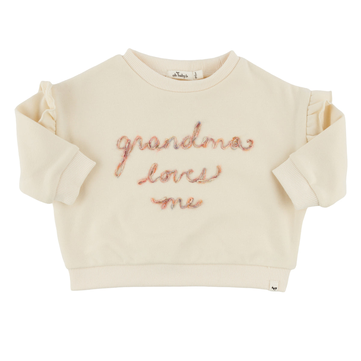 oh baby! Ruffle Slouch Sweatshirt - Grandma Loves Me - Natural - oh baby!