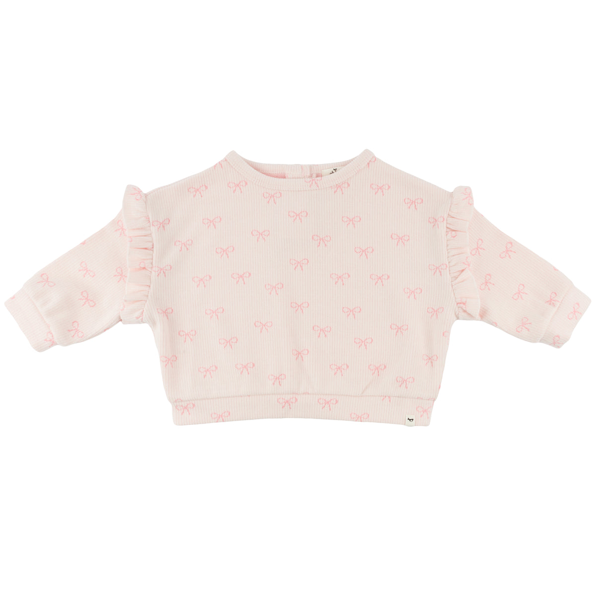 oh baby! Ruffle Slouch Sweatshirt - Mini Bows - Pale Pink - Alt View