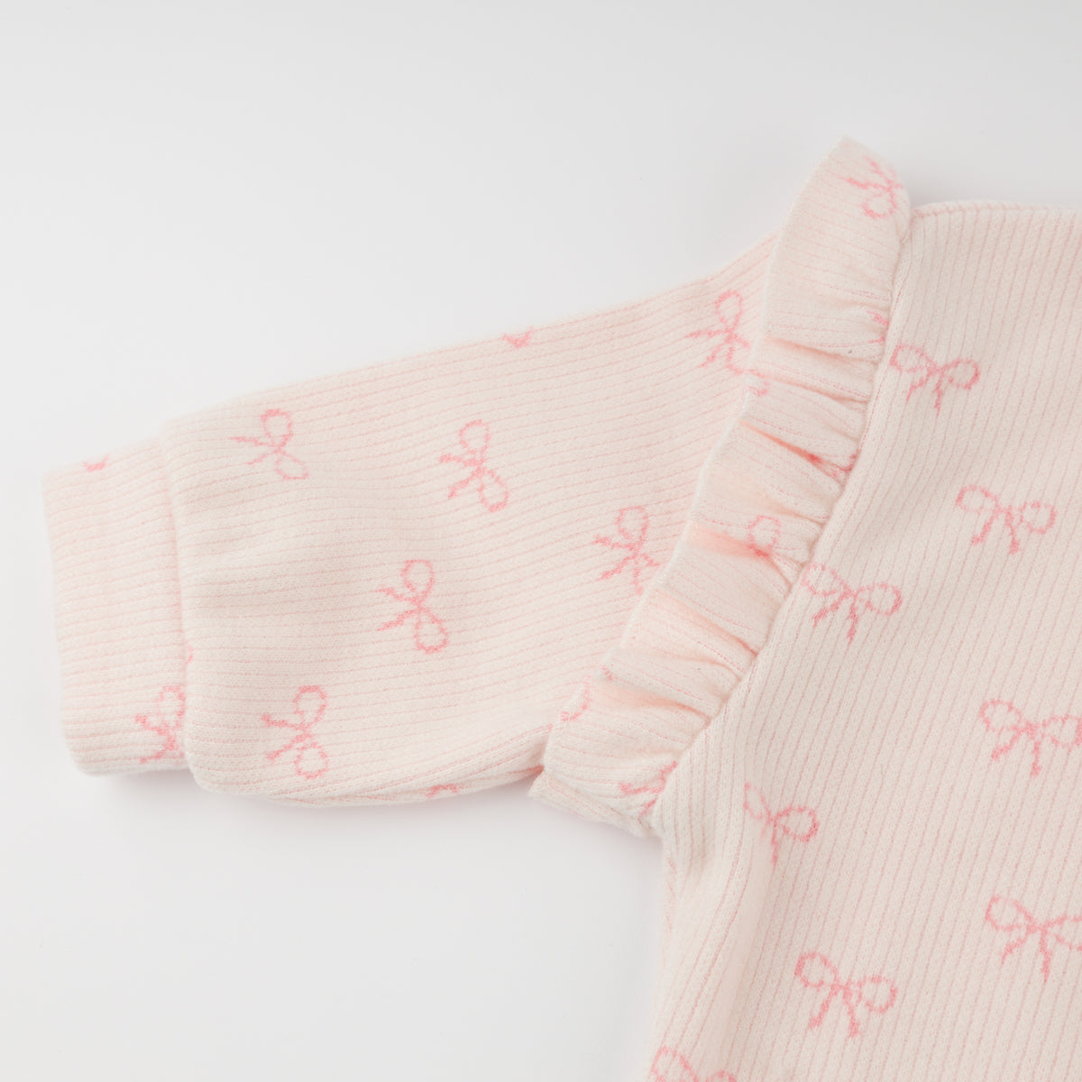 oh baby! Ruffle Slouch Sweatshirt - Mini Bows - Pale Pink - Sleeve