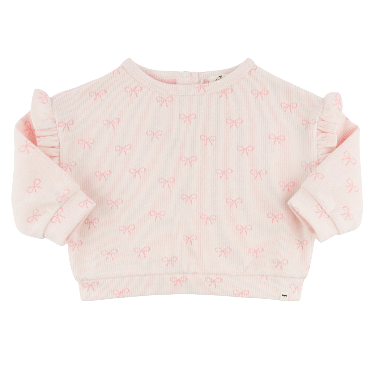 oh baby! Ruffle Slouch Sweatshirt - Mini Bows - Pale Pink
