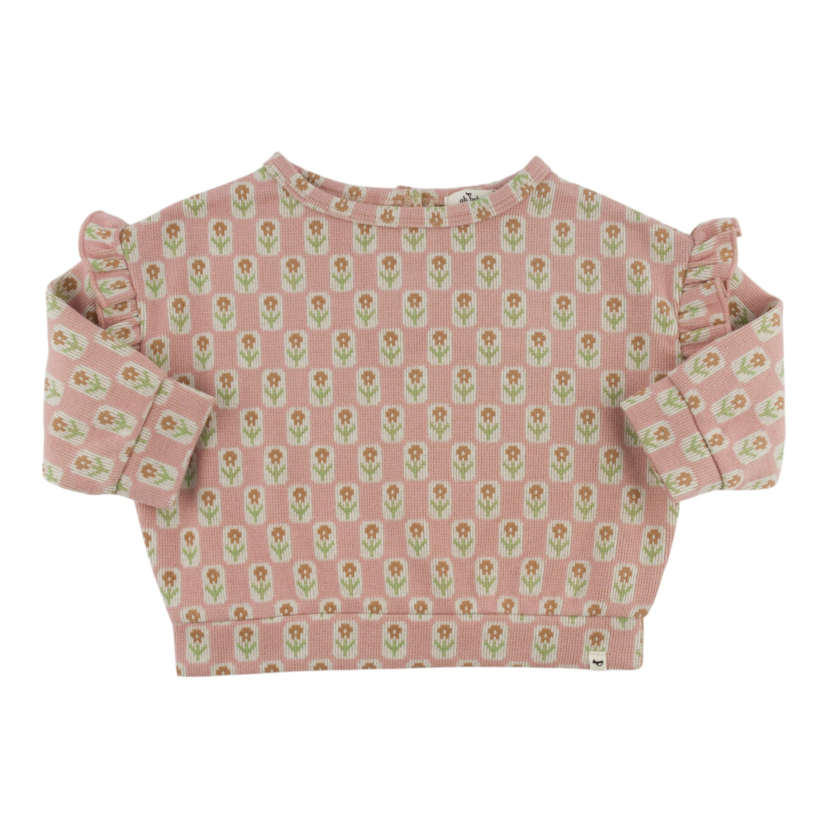 oh baby! Millie Slouch Double Knit Sweatshirt - Daisies - Blush