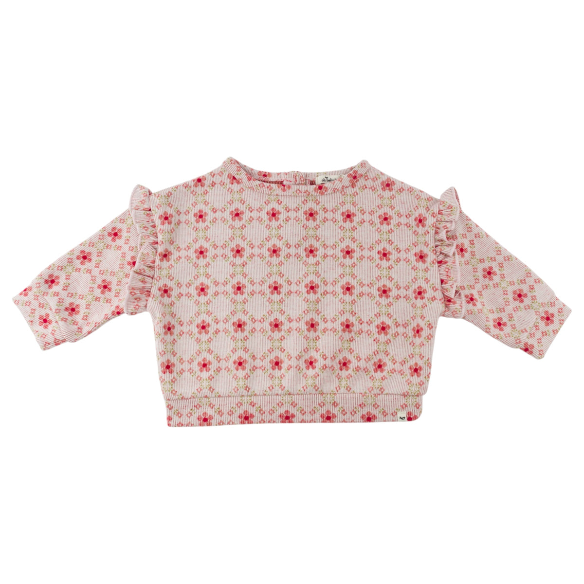 oh baby! Millie Slouch Double Knit Sweatshirt - Diamond Daisies - Blush - Flay Lay