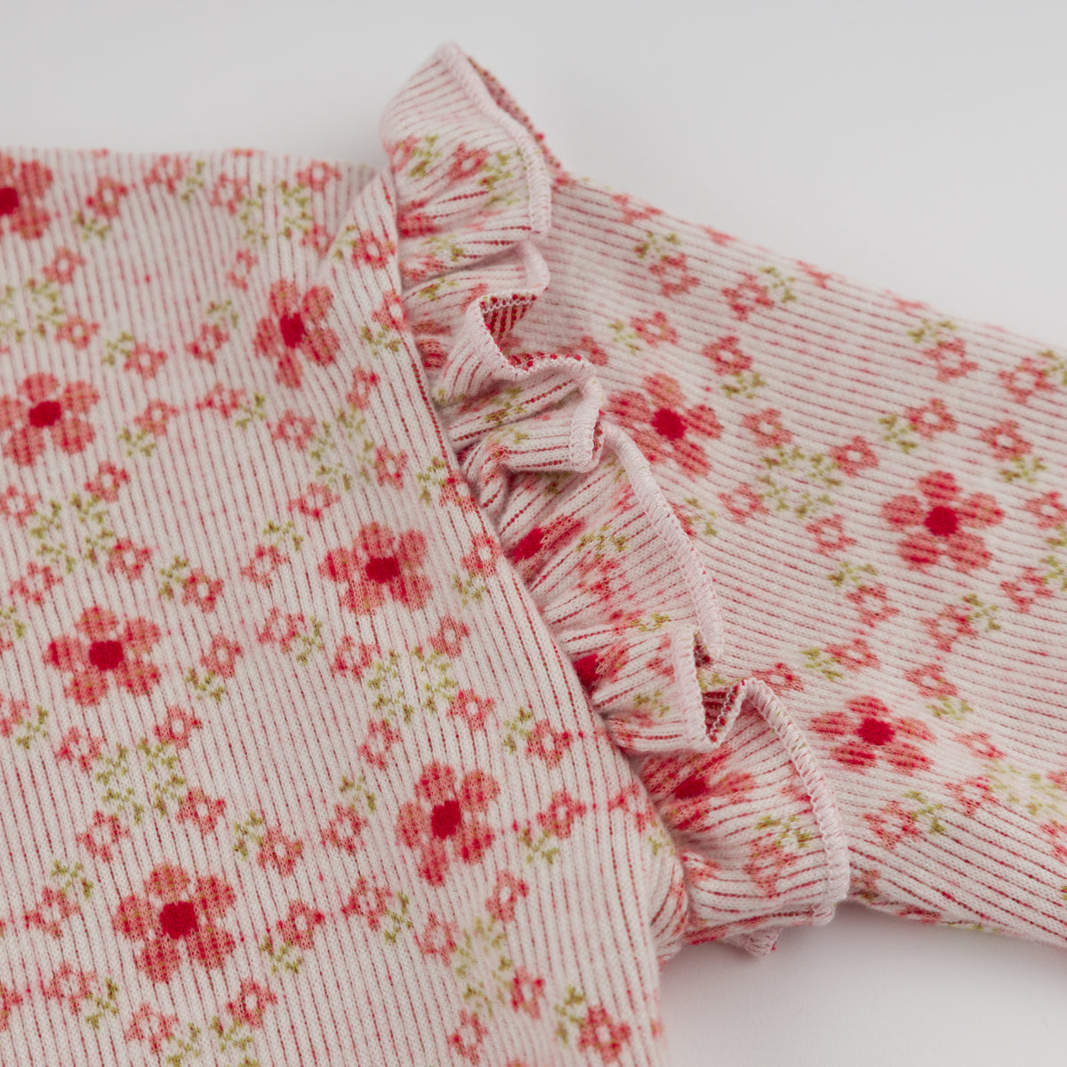 oh baby! Millie Slouch Double Knit Sweatshirt - Diamond Daisies - Blush -Ruffle Sleeve