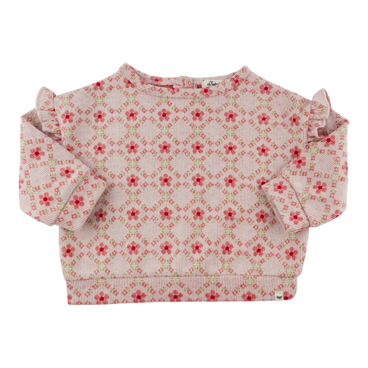oh baby! Millie Slouch Double Knit Sweatshirt - Diamond Daisies - Blush