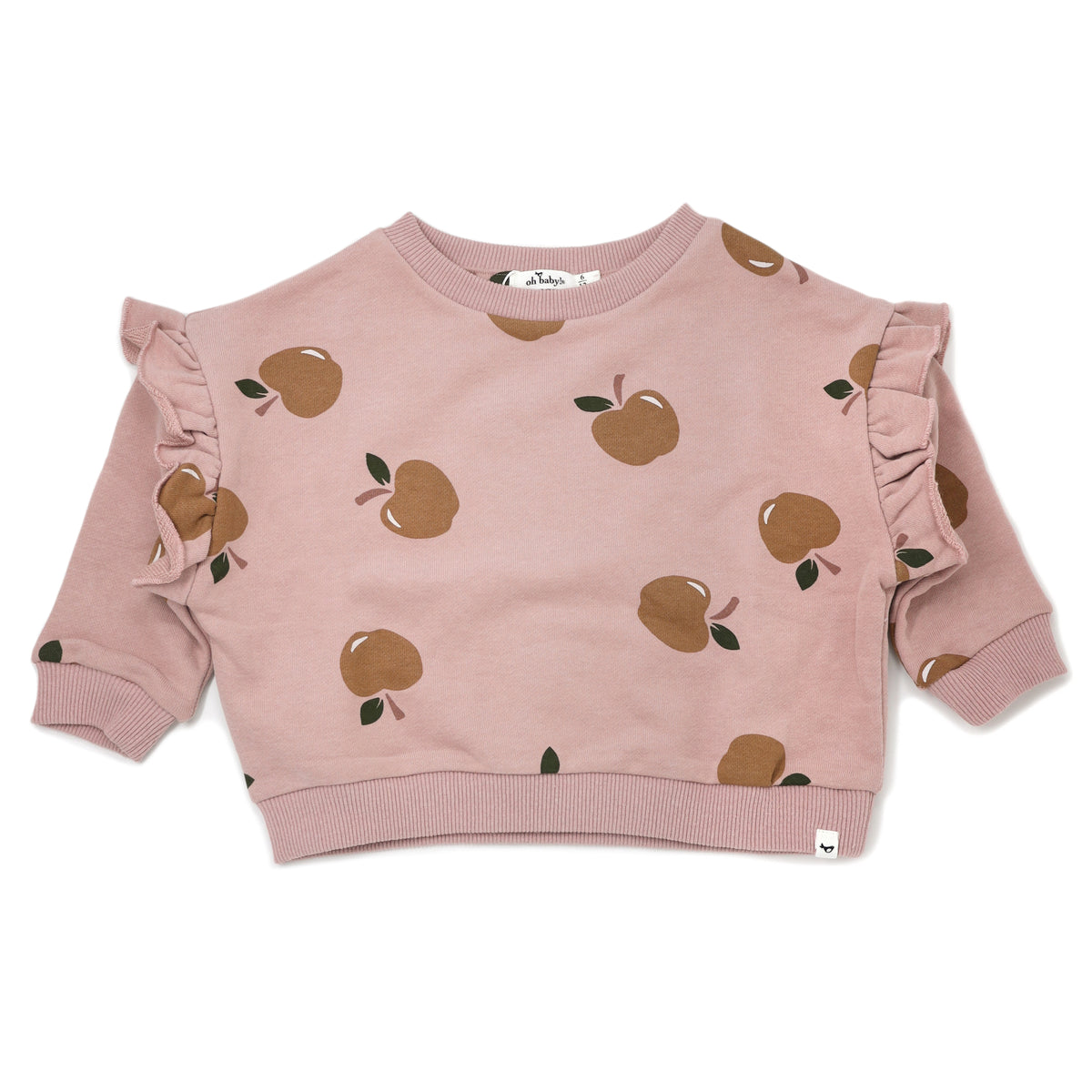 oh baby! Millie Slouch Sweatshirt with Rust Apples Print - Blush