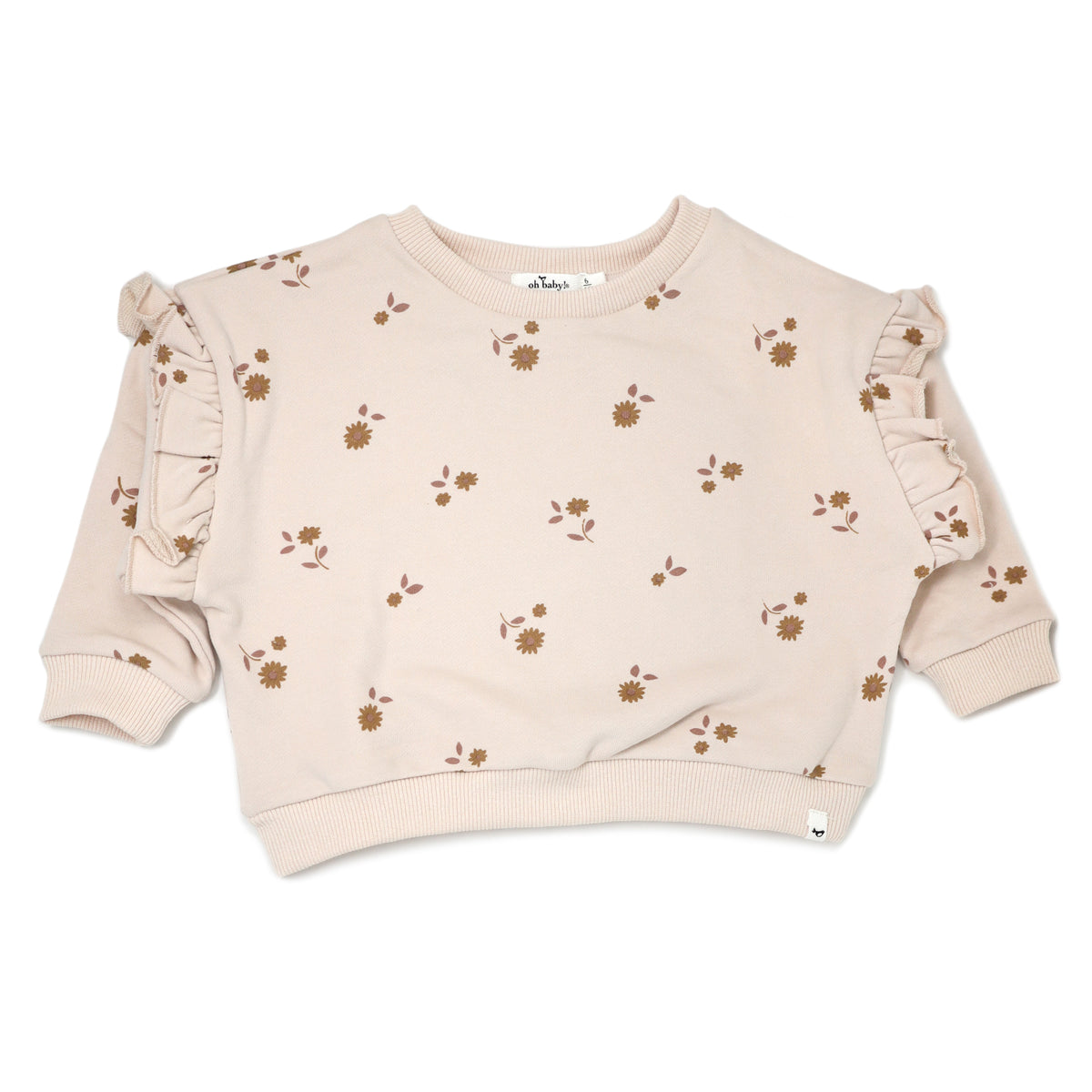 oh baby! Millie Slouch Sweatshirt with Mini Daisies with Leaves Print - Shell