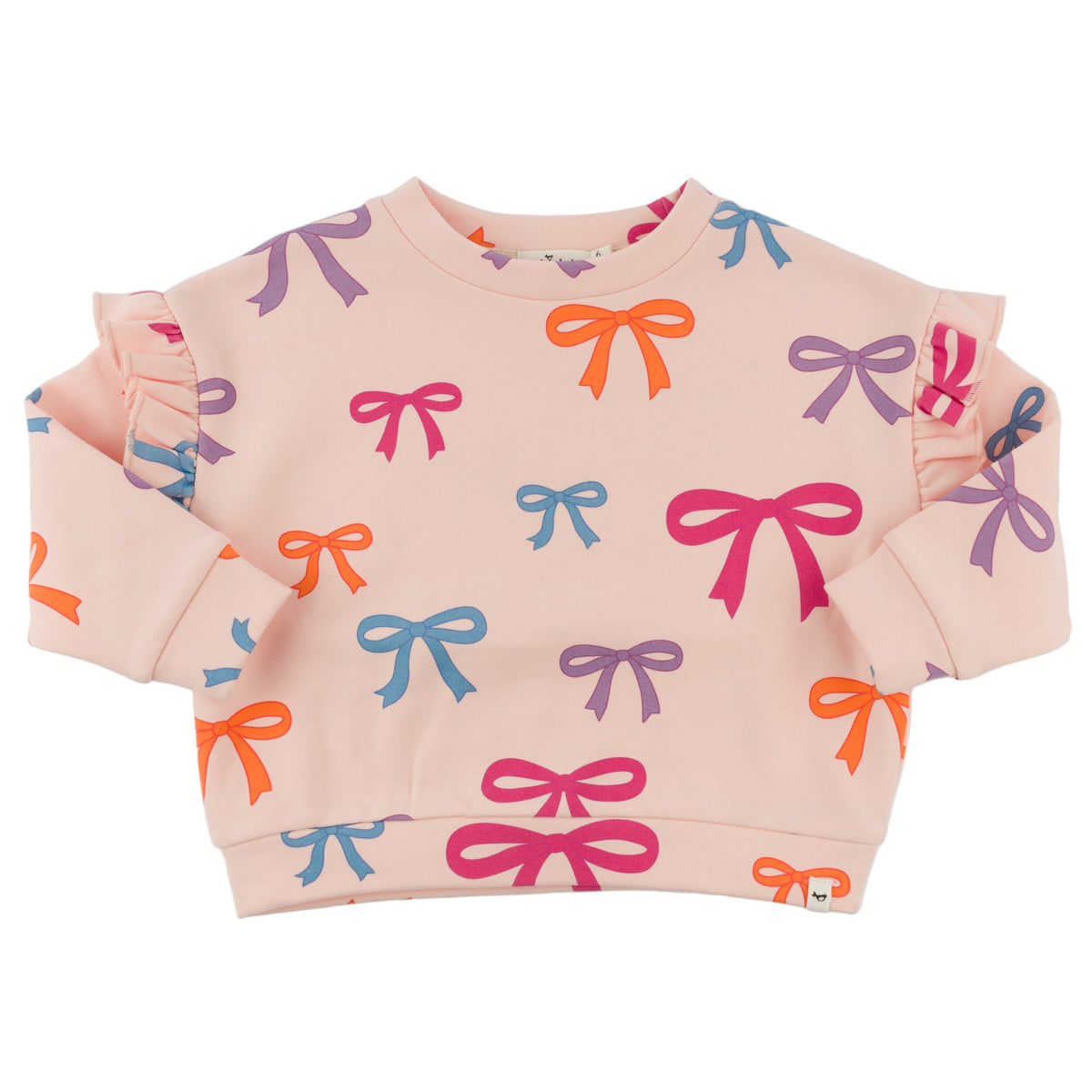oh baby! Ruffle Slouch Sweatshirt - Bright Bows - Barely Pink