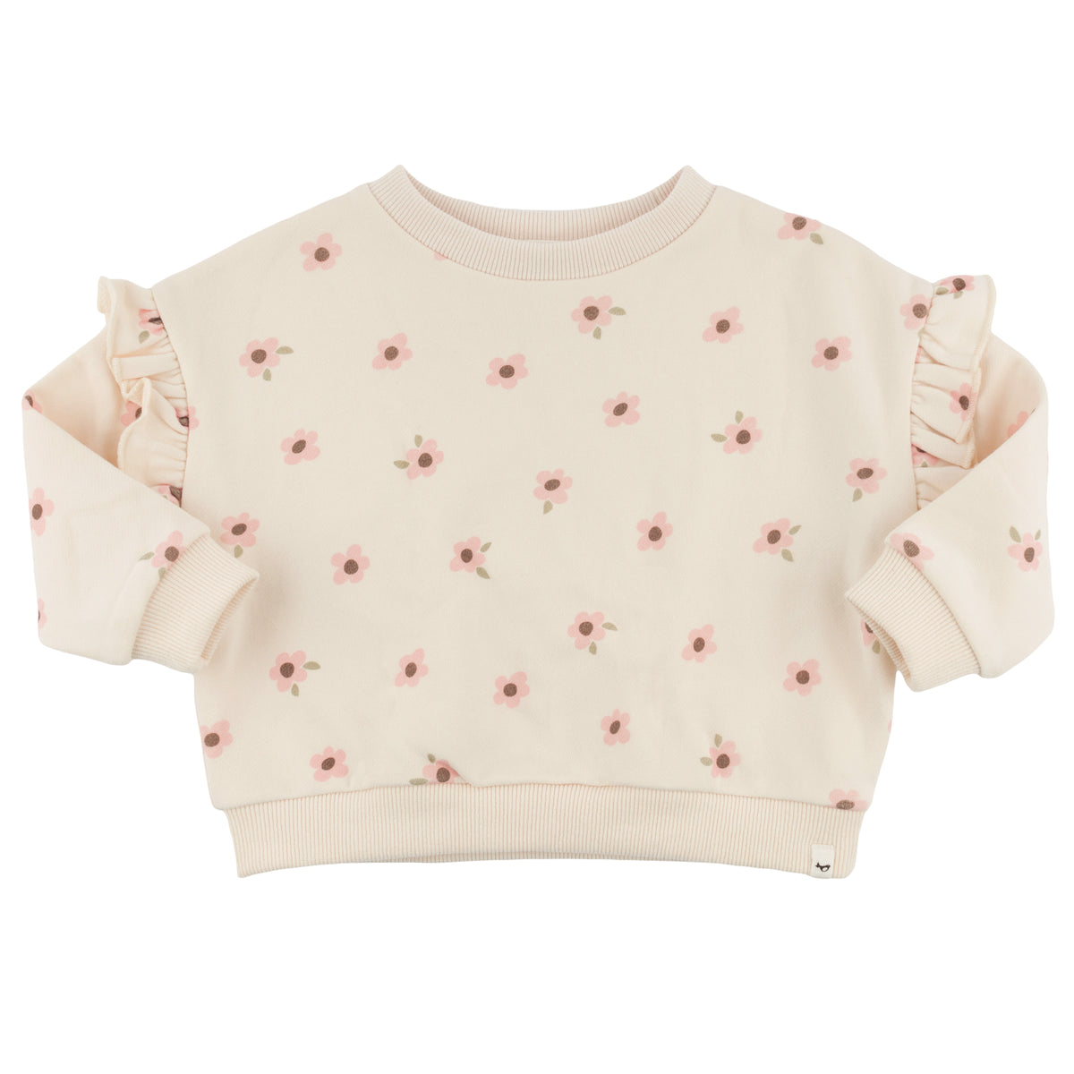 oh baby! Ruffle Slouch Sweatshirt - Daisies - Natural