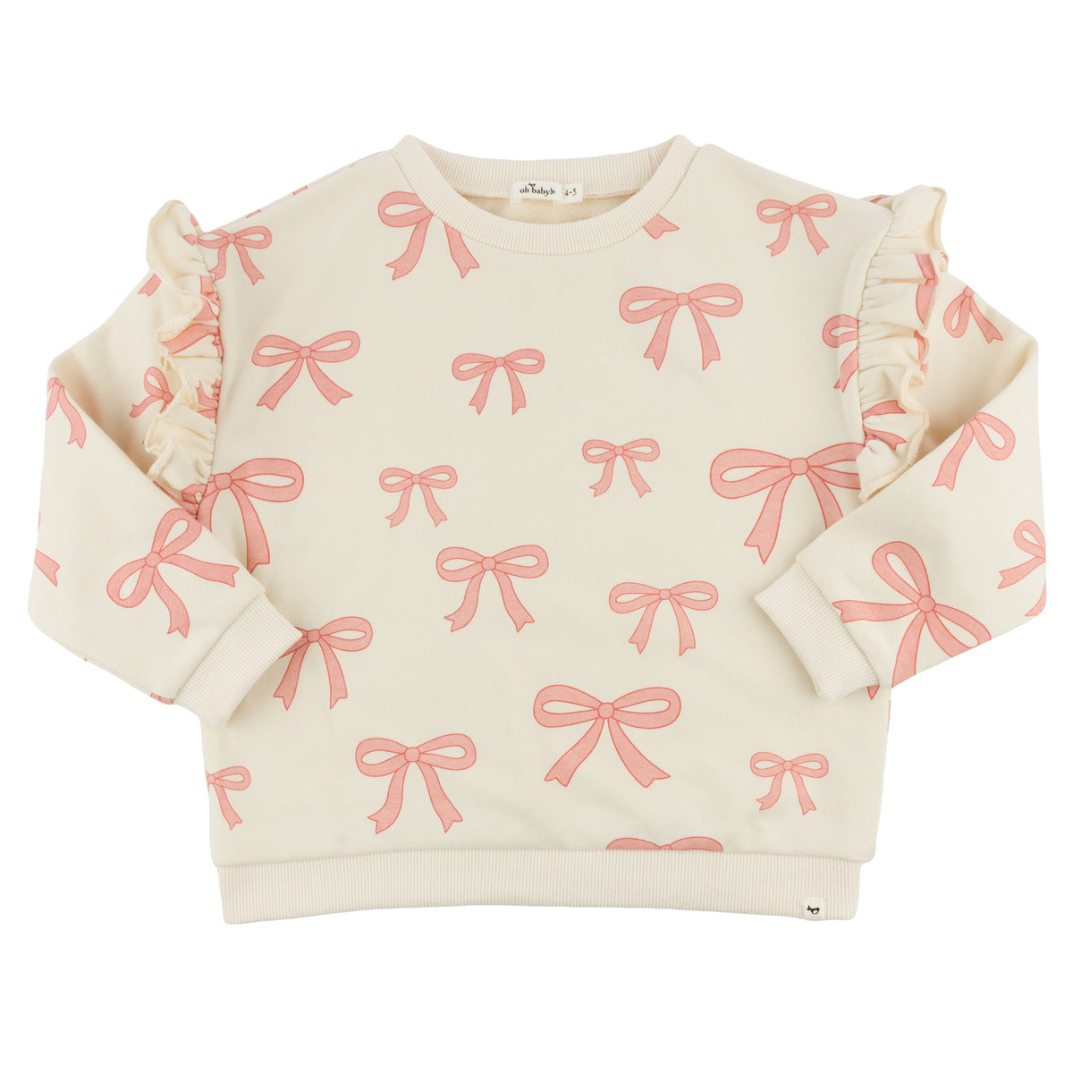 oh baby! Ruffle Slouch Sweatshirt - Pink Bows - Natural