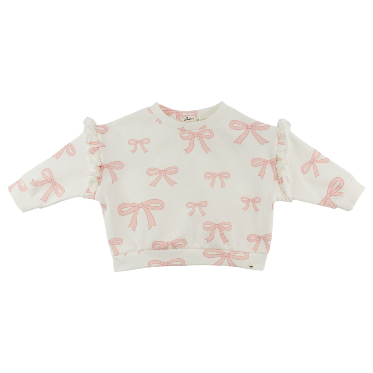 oh baby! Millie Slouch Sweatshirt - Bows - Oyster - Flat Lay