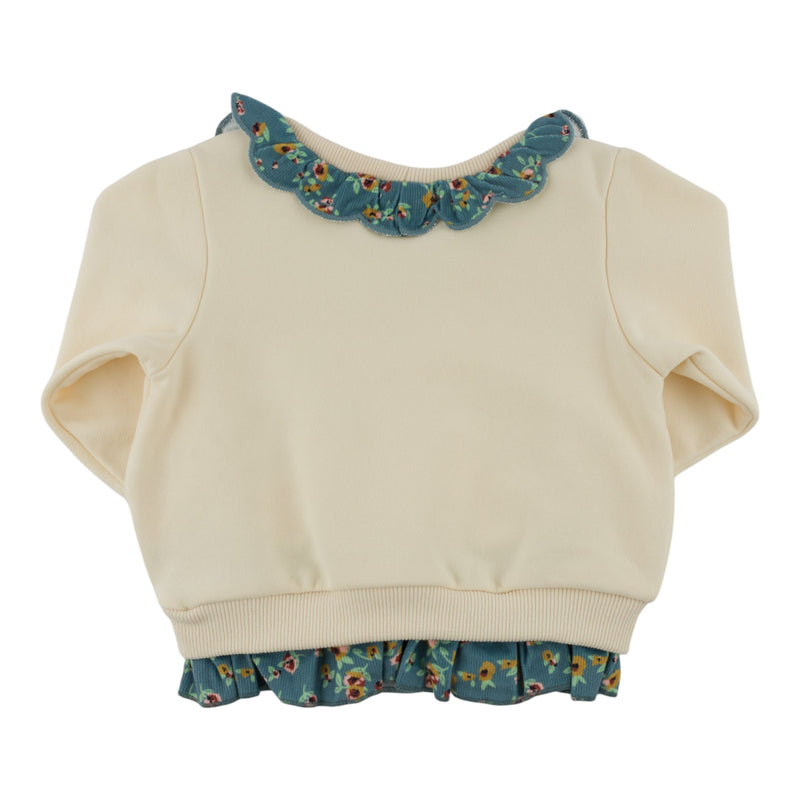 oh baby! Hannah Sweatshirt - Harvest Bloom Pocket Ruffle - Sugar Cookie - Back