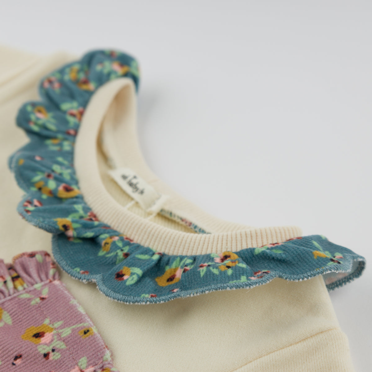 oh baby! Hannah Sweatshirt - Harvest Bloom Pocket Ruffle - Sugar Cookie - Ruffle Neck