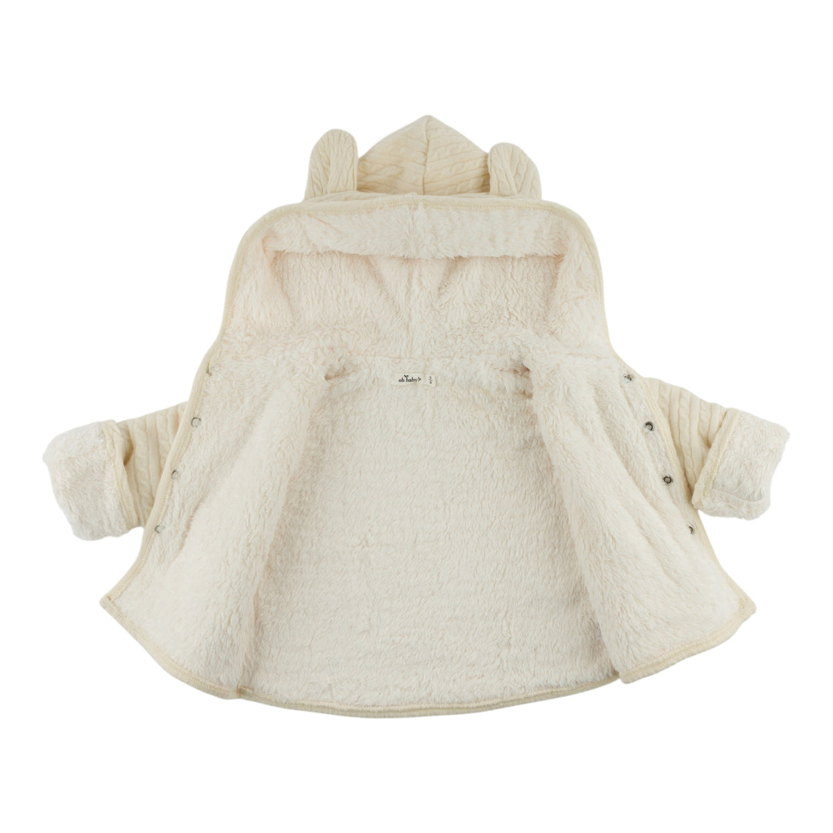 oh baby! Snowdrift Teddy Jacket - Cable Knit - Natural - Open