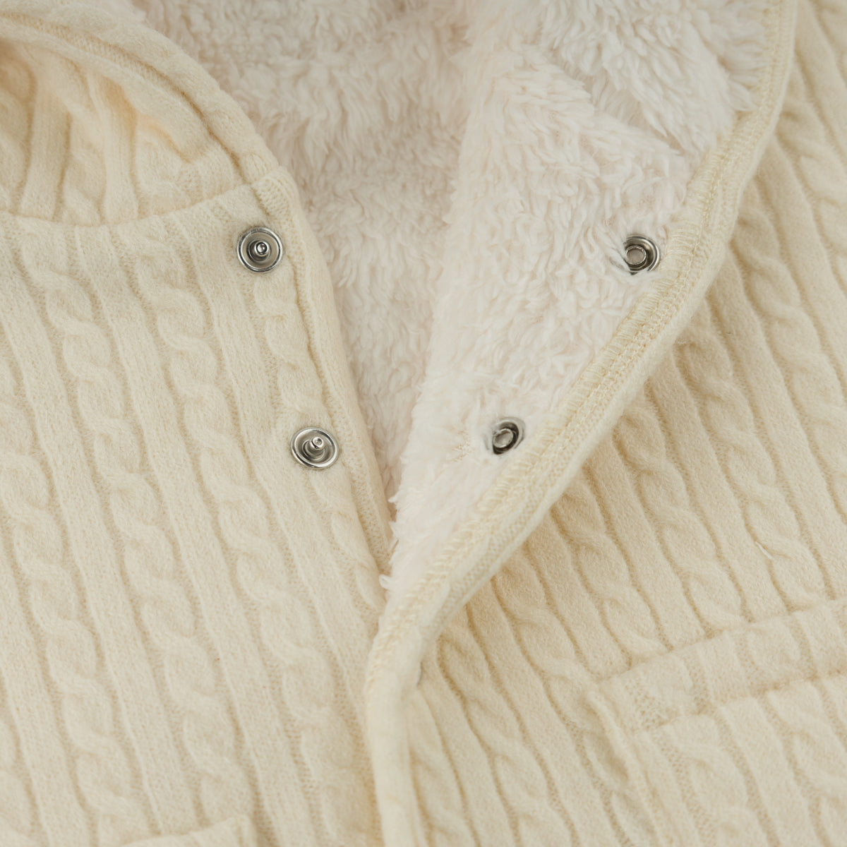 oh baby! Snowdrift Teddy Jacket - Cable Knit - Natural - Snaps