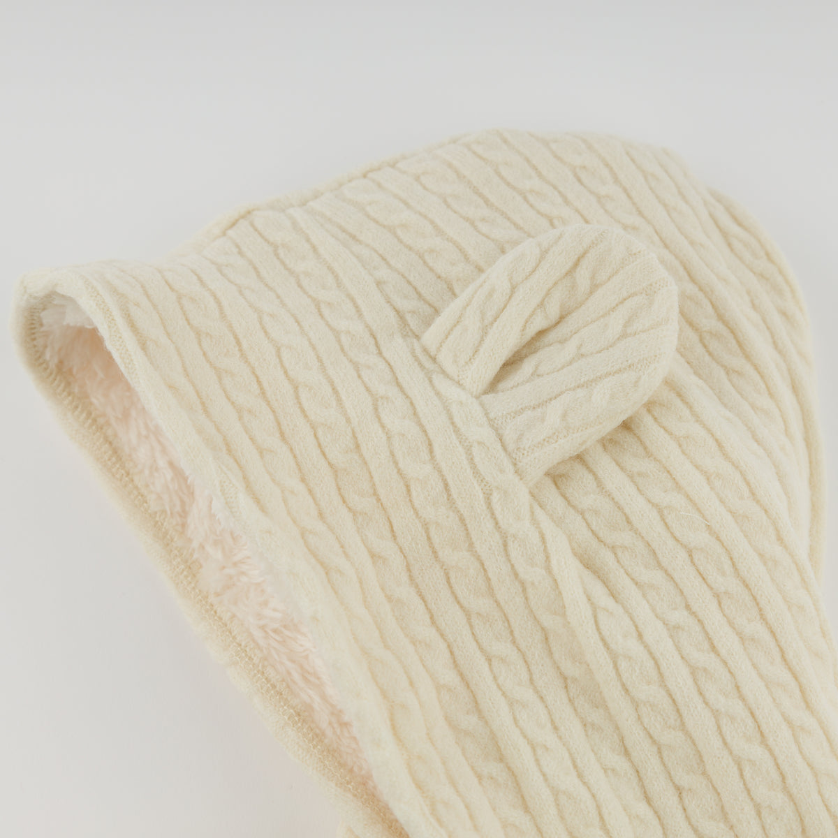 oh baby! Snowdrift Teddy Jacket - Cable Knit - Natural - Hood