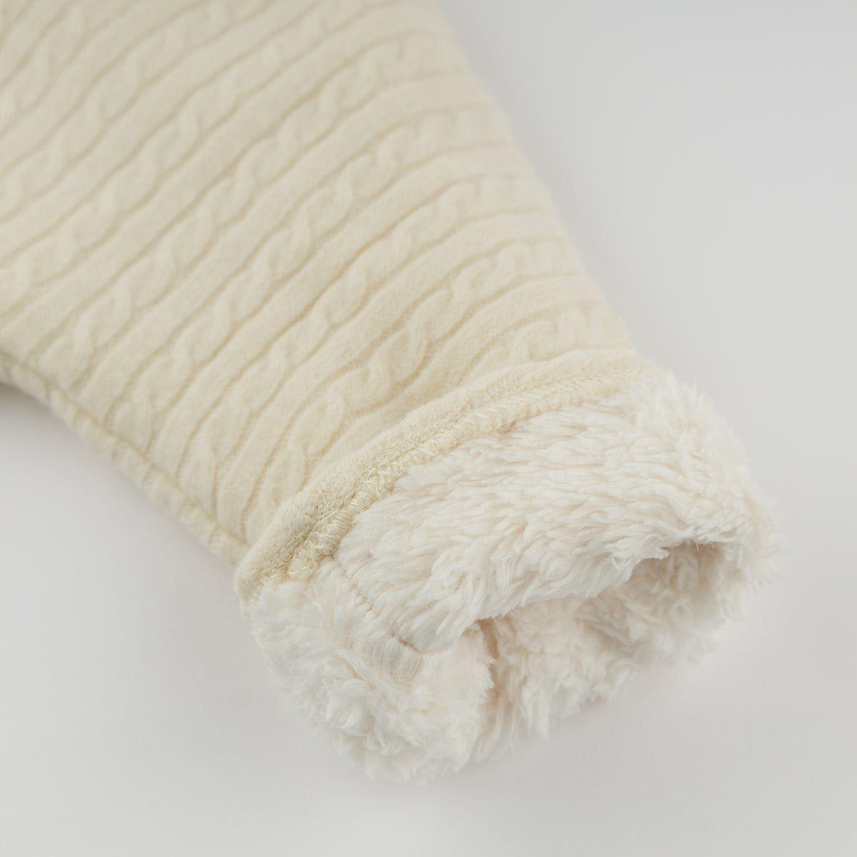 oh baby! Snowdrift Teddy Jacket - Cable Knit - Natural - Cuff Lining