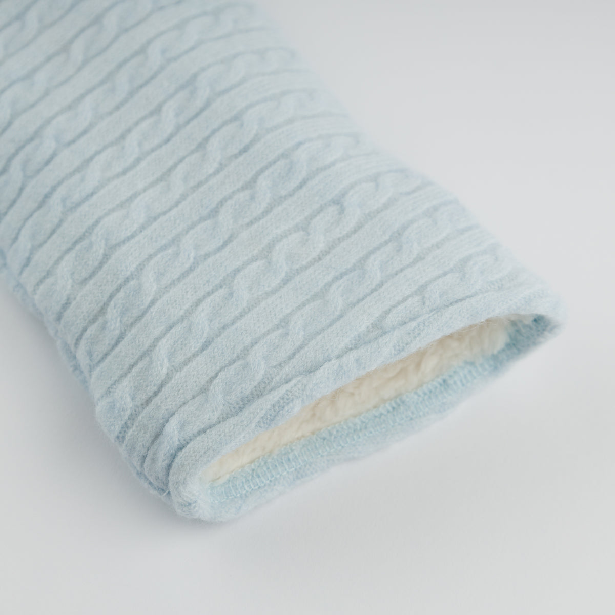 oh baby! Snowdrift Teddy Jacket - Cable Knit - Sky Blue - Cuff