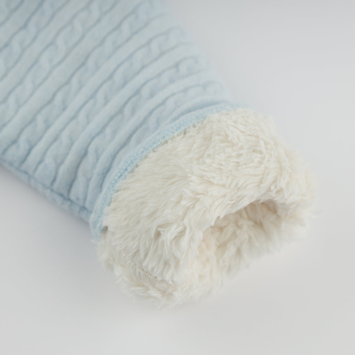 oh baby! Snowdrift Teddy Jacket - Cable Knit - Sky Blue - Cuff Lining