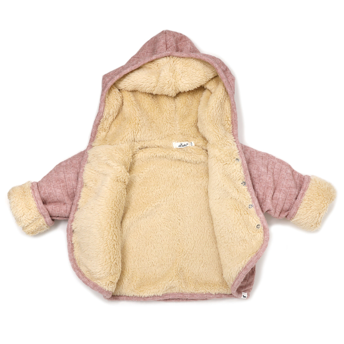 oh baby! Wide Rib Sweater Knit Winter Snowdrift Jacket - Blush Heather (Biscuit Lining)