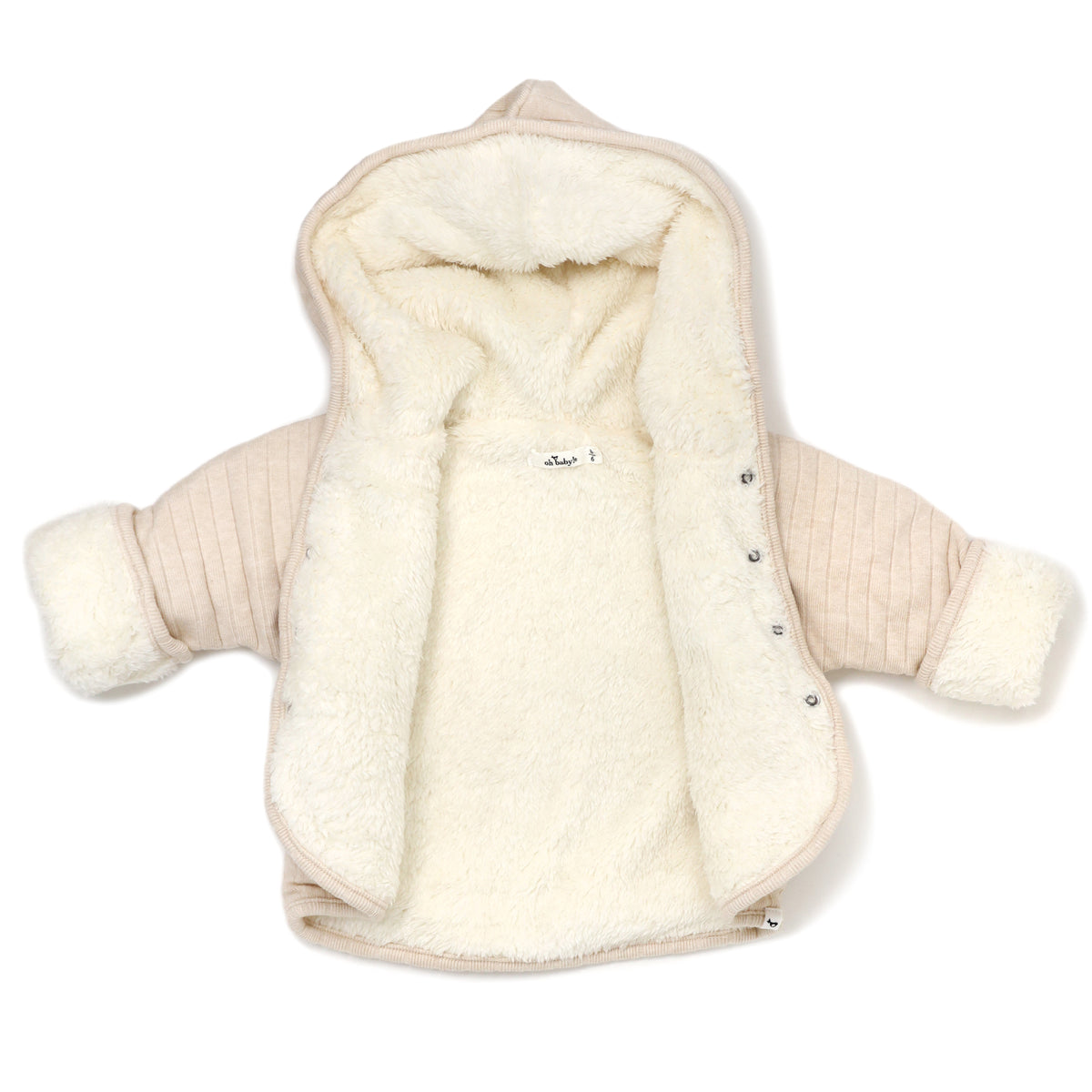 oh baby! Wide Rib Sweater Knit Winter Snowdrift Jacket- Vanilla Heather (Cream Lining)