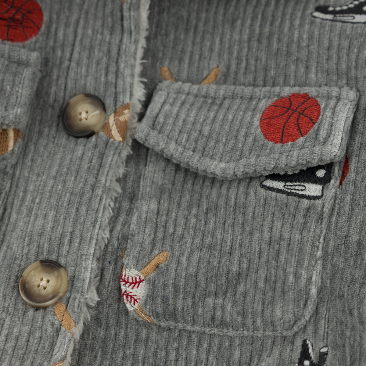 oh baby! Shacket - Embroidered Sports - Heather Gray - Pocket