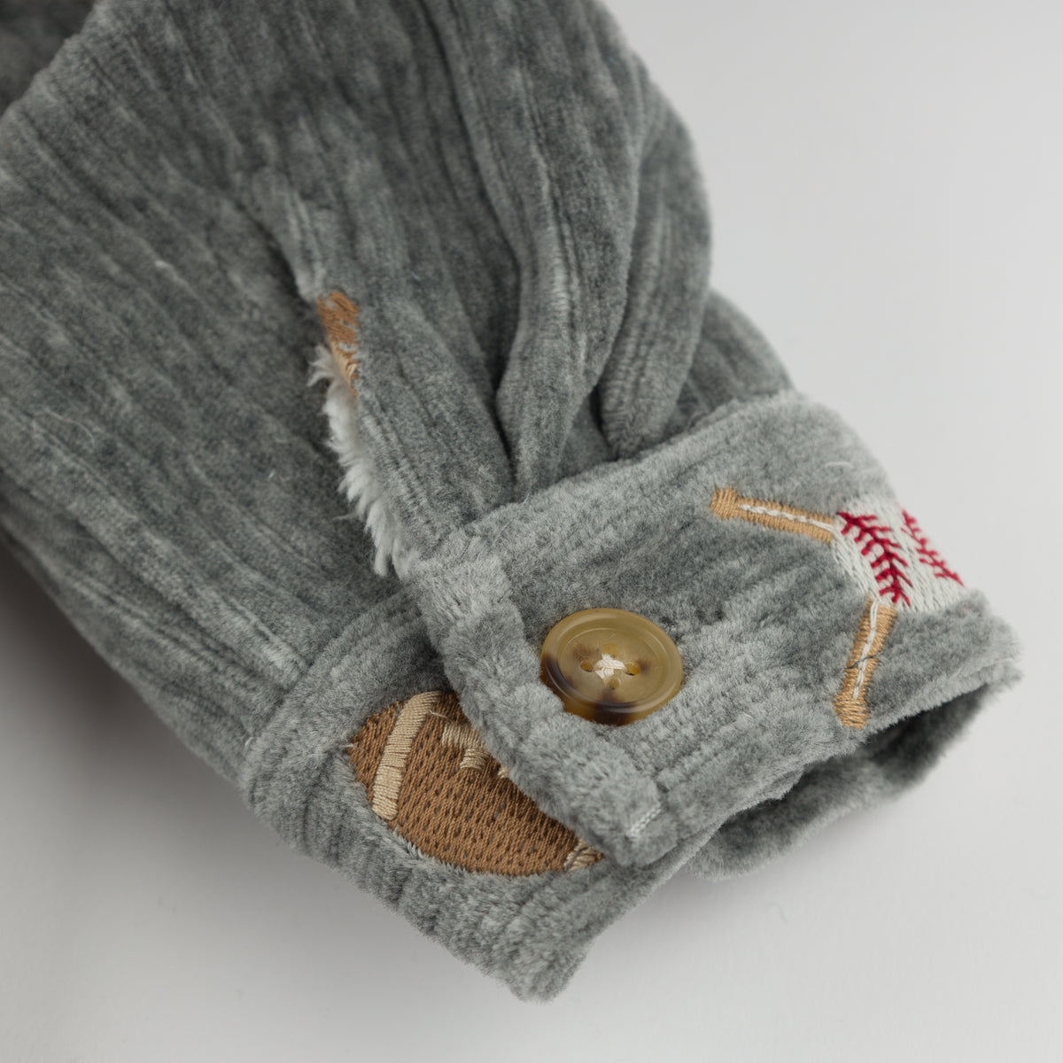 oh baby! Shacket - Embroidered Sports - Heather Gray - Cuff