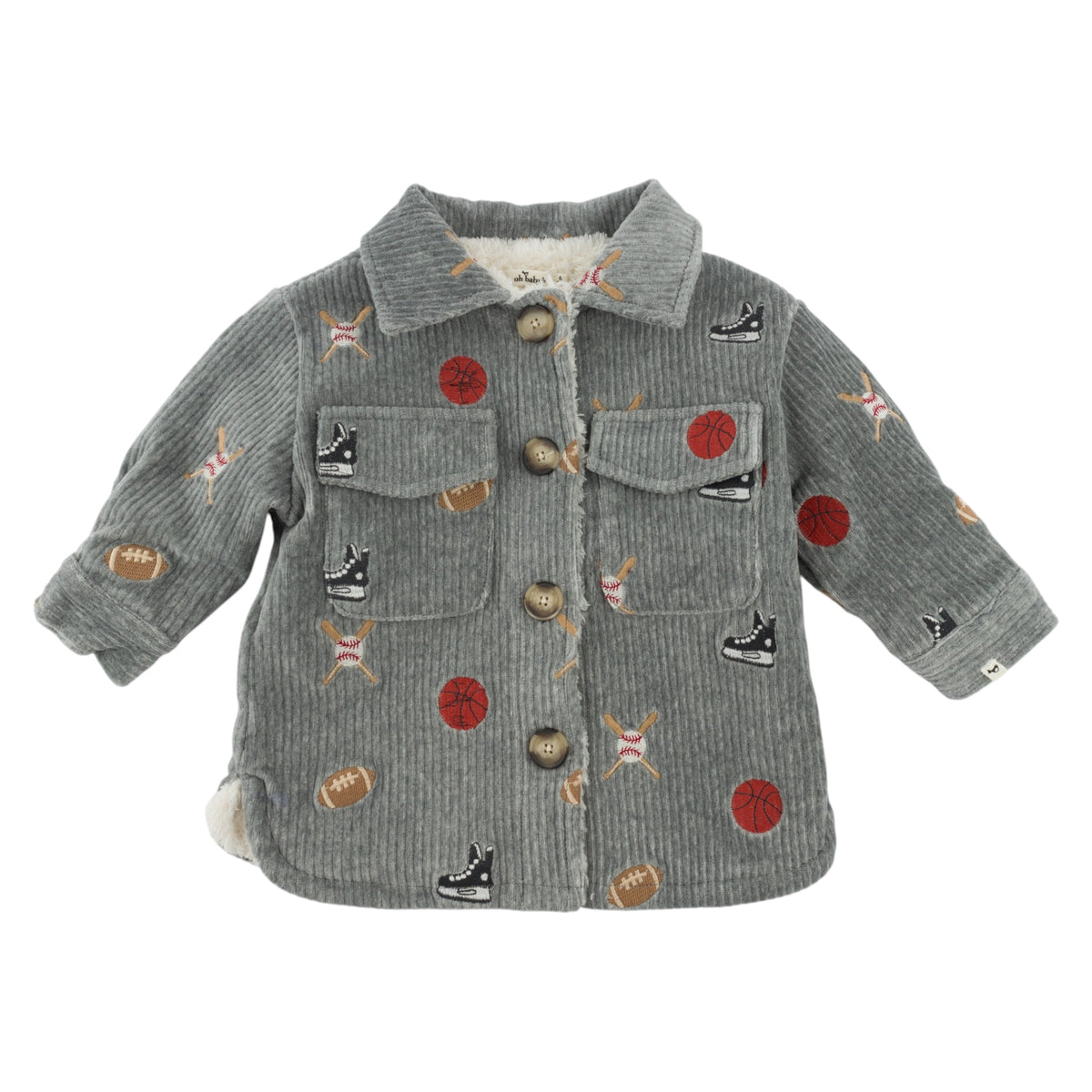 oh baby! Shacket - Embroidered Sports - Heather Gray