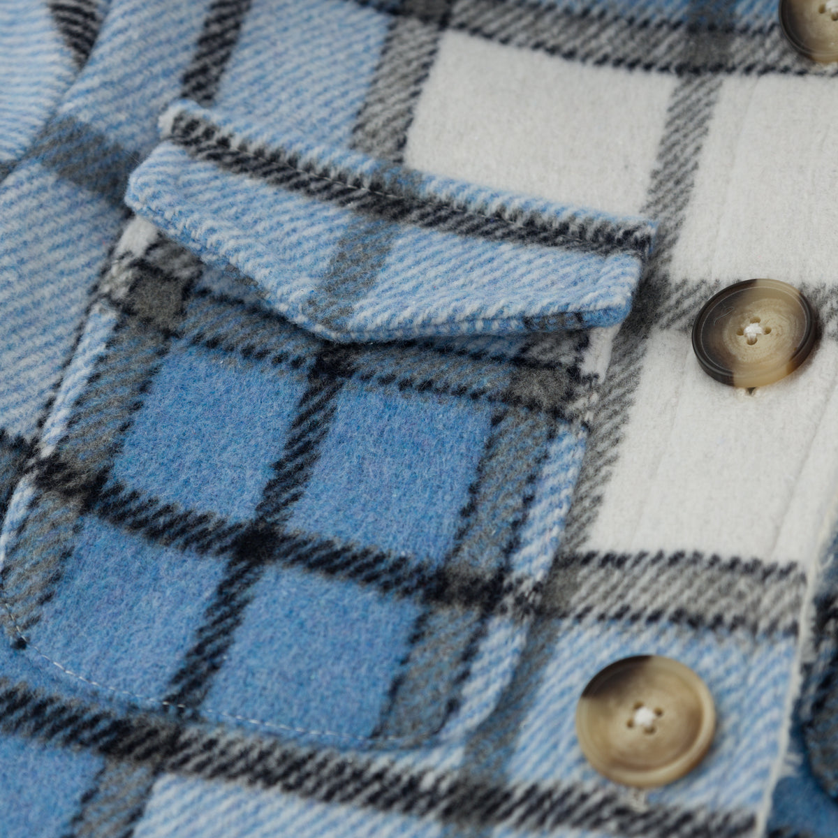 oh baby! Shacket - Plaid - Dusty Blue - Button
