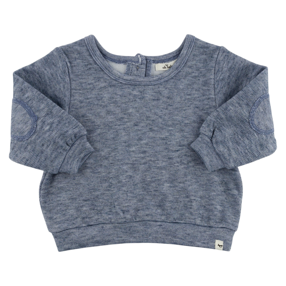 oh baby! Honeycomb Elbow Patch Boxy Sweatshirt - Denim
