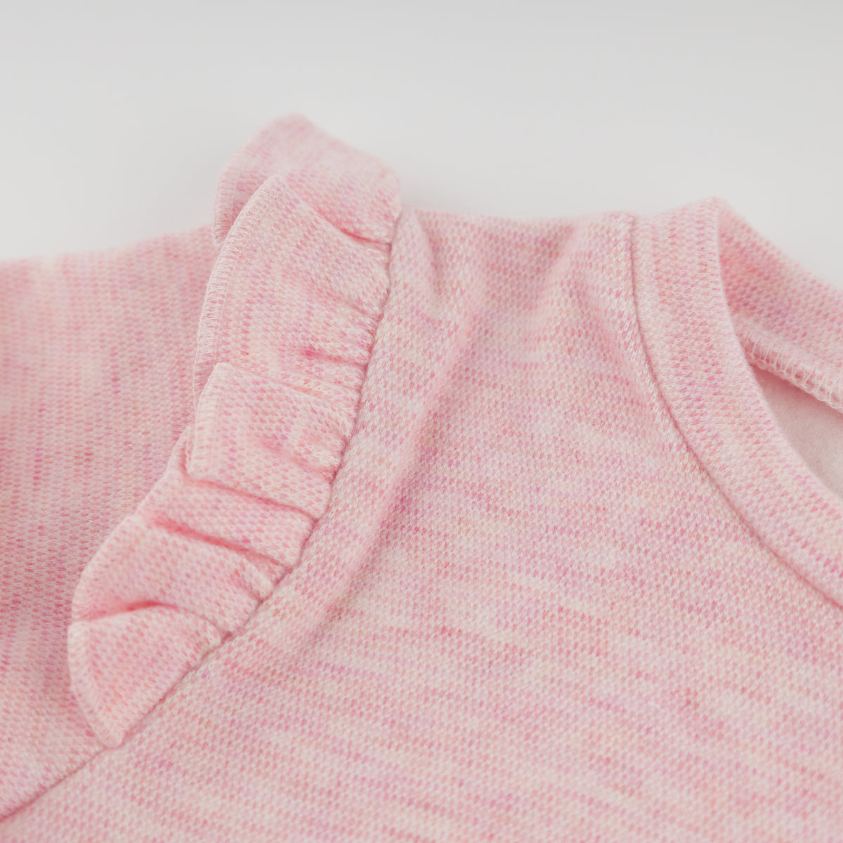 oh baby! Honeycomb Heart Patch Millie Boxy Sweatshirt - Pale Pink - Ruffle Sleeve