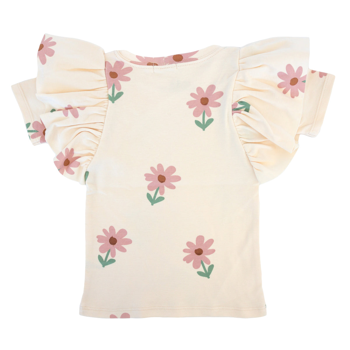 oh baby! Butterfly Short Sleeve Cotton Tee - Picking Daisies - Cashew