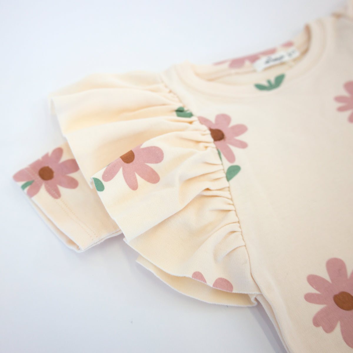 oh baby! Butterfly Short Sleeve Cotton Tee - Picking Daisies - Cashew