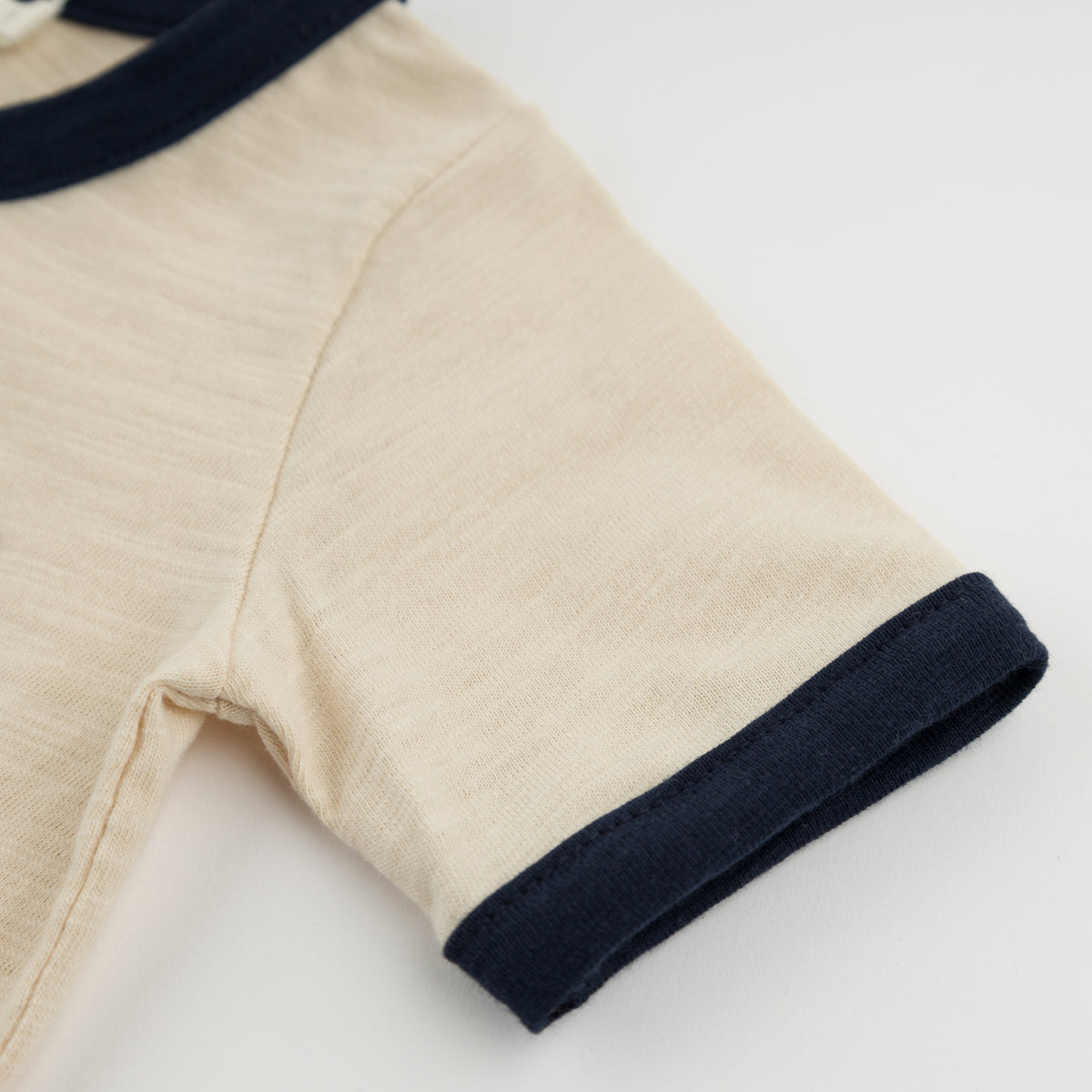 oh baby! Billie Ringer Short Sleeve Tee "Crew" Applique - Natural