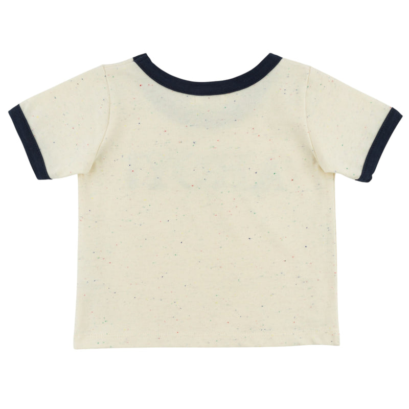 oh baby! Billie Ringer Short Sleeve Tee - "Ahoy" Applique - Confetti Natural