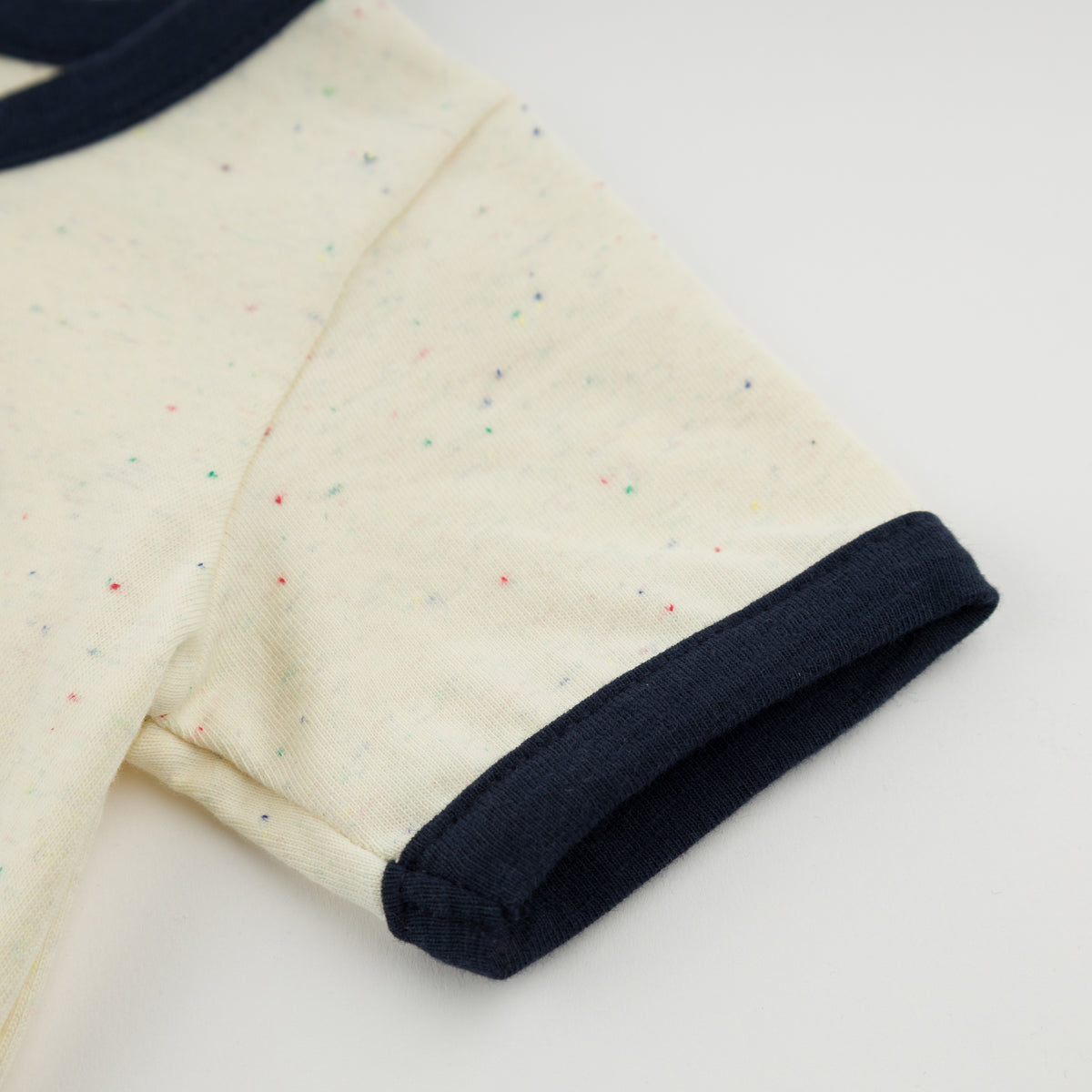 oh baby! Billie Ringer Short Sleeve Tee - "Ahoy" Applique - Confetti Natural