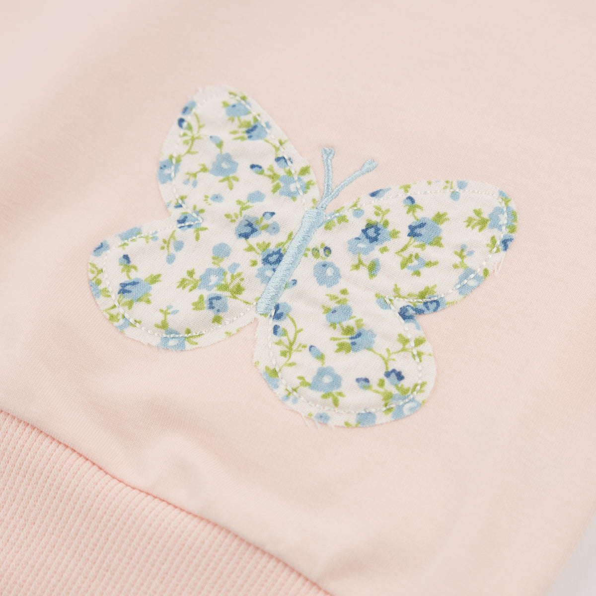 oh baby! Charlie Sweatshirt - Flowers & Butterfly Appliques - Pale Pink - Butterfly Applique